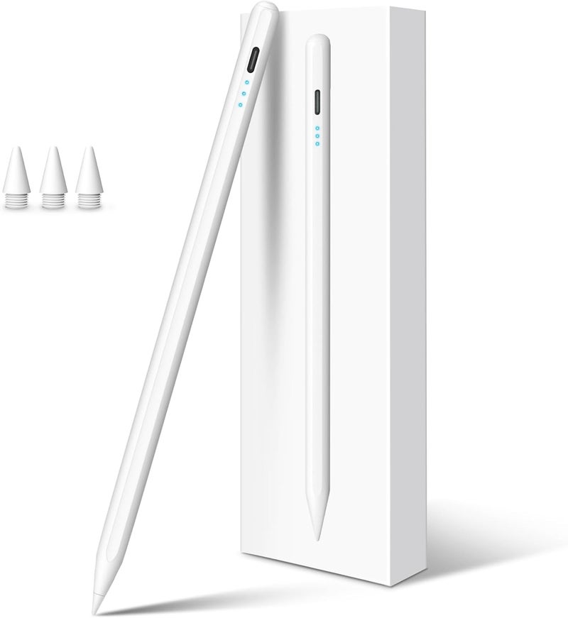 DIGIROOT قلم ستايلس لجهاز آيباد قلم الجيل العاشر، شحن سريع 3X قلم آبل مع رفض راحة اليد وحساسية الميل، متوافق مع آيباد 2018-2025 6/7/8/9/10/11، برو 11"/12.9"/M4، إير 3/4/5/M2/M3، ميني 5/6 - Image 1